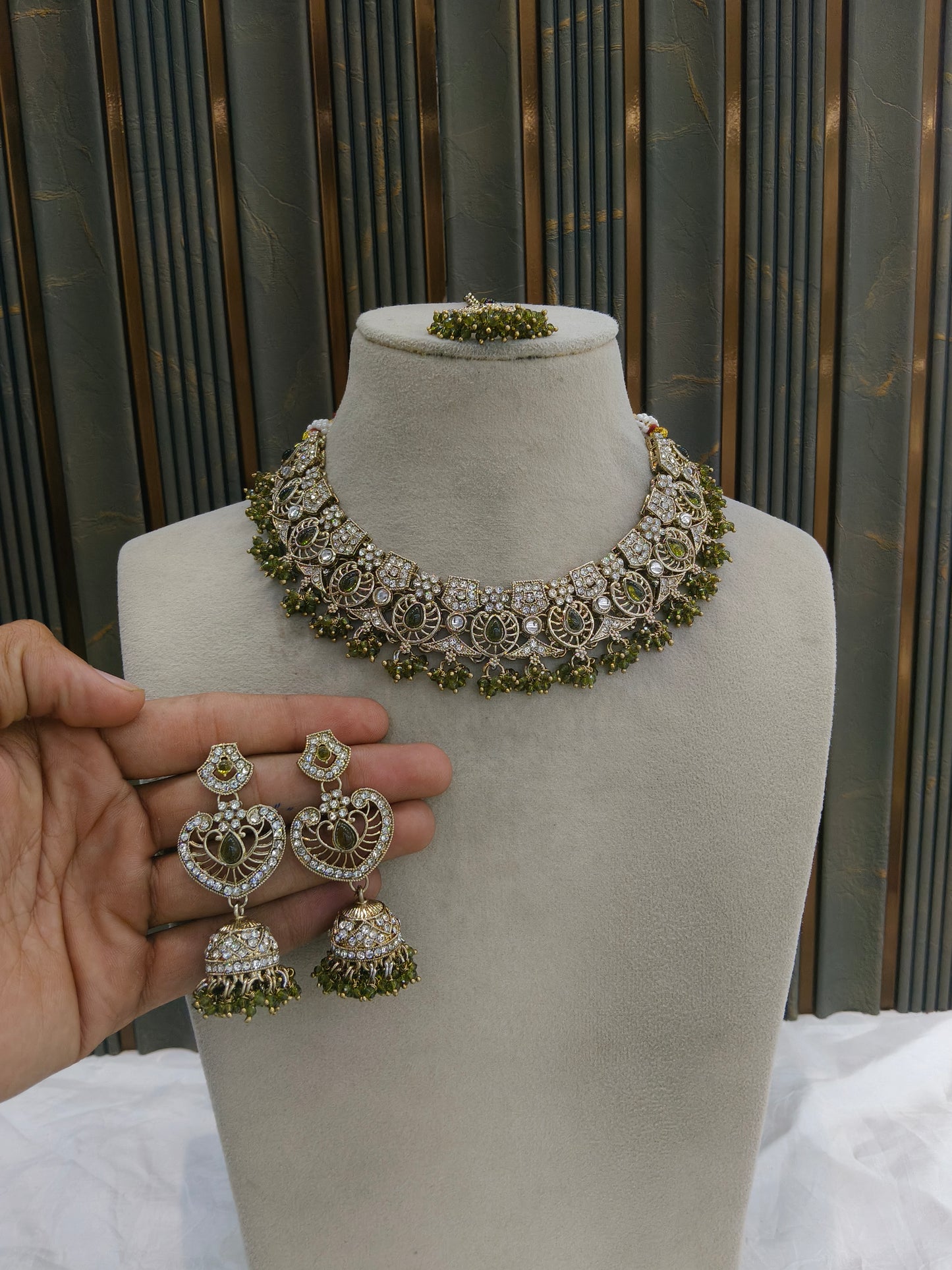 Antique Gold Mehndi Necklace Jewellery Betty Bollywood sets