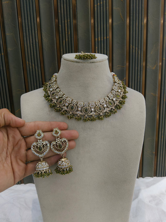Antique Gold Mehndi Necklace Jewellery Betty Bollywood sets