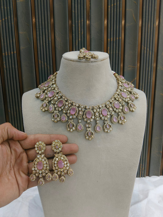 Antique PinkWhite Necklace Jewellery Lois Bollywood sets