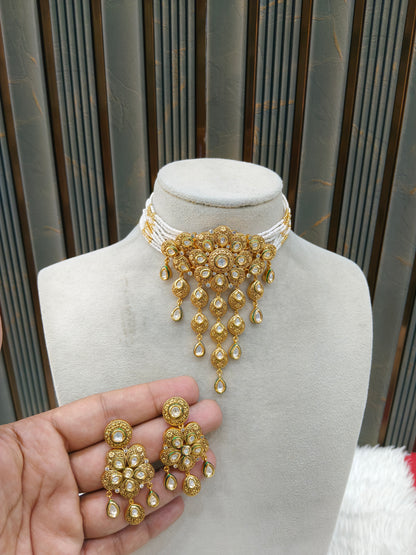 Polki Kundan Choker Set/ kundan Indian Lake jewellery sets