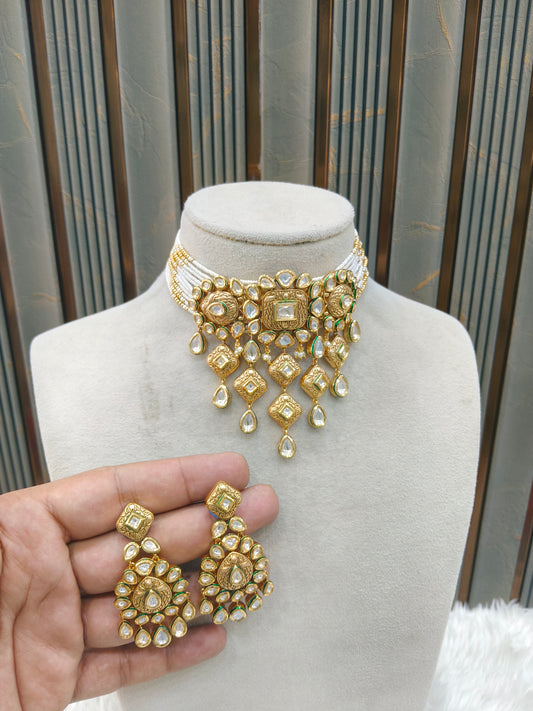 Polki Kundan Choker Set/ kundan Indian Lake jewellery sets