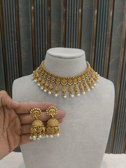 Gold Polki White Choker Jewellery Elle Sets