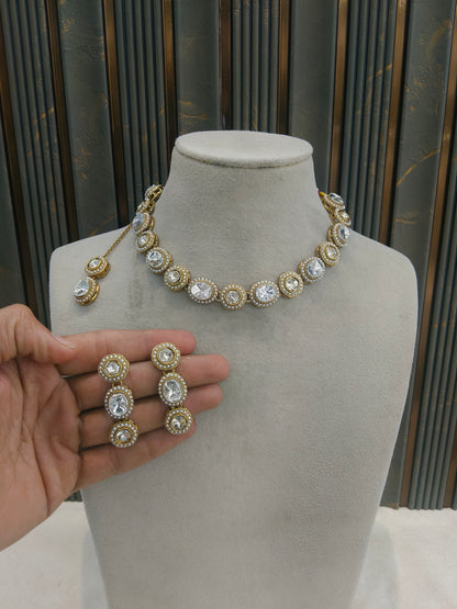 Antique Gold Kundan Necklace Jewellery Alma Sets