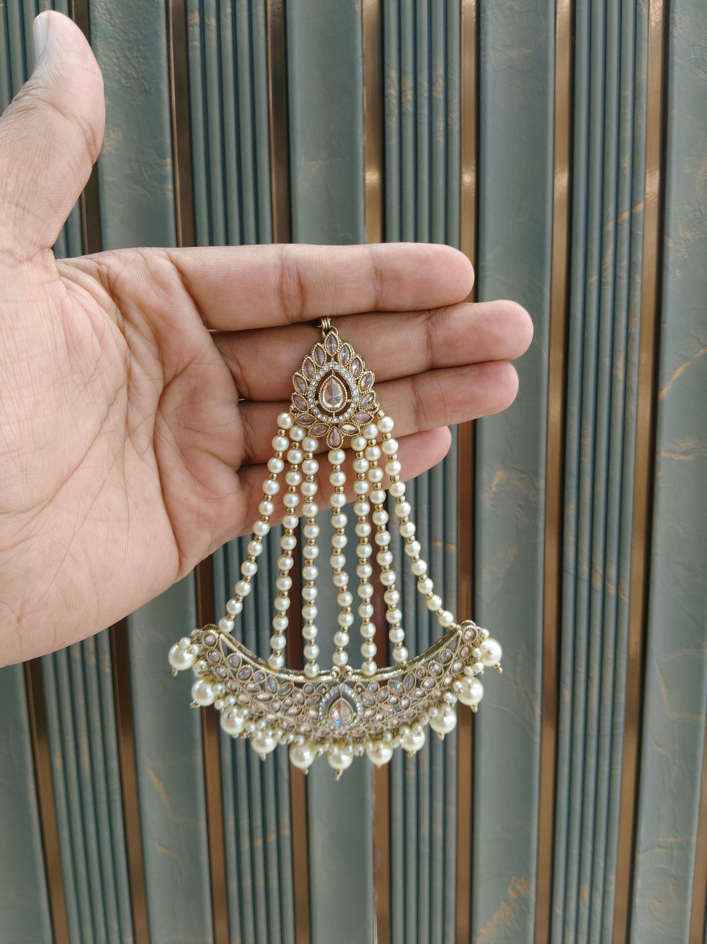 Antique Gold Jhumar Headpassa Mio Pakistani Side Headpiece