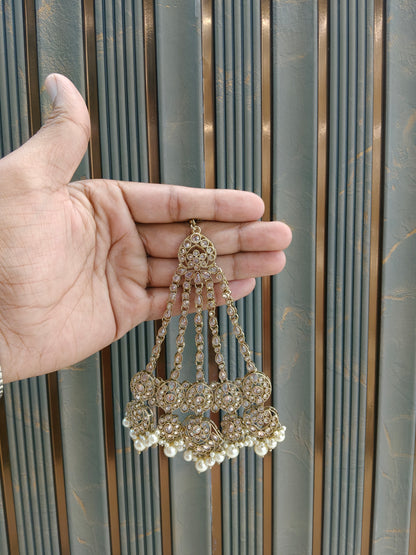 Antique Gold Jhumar Headpassa Mio Pakistani Side Headpiece