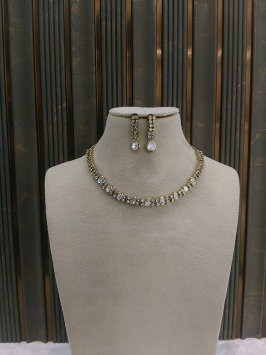 Antique Gold Kundan Necklace Jewellery Eiko Set