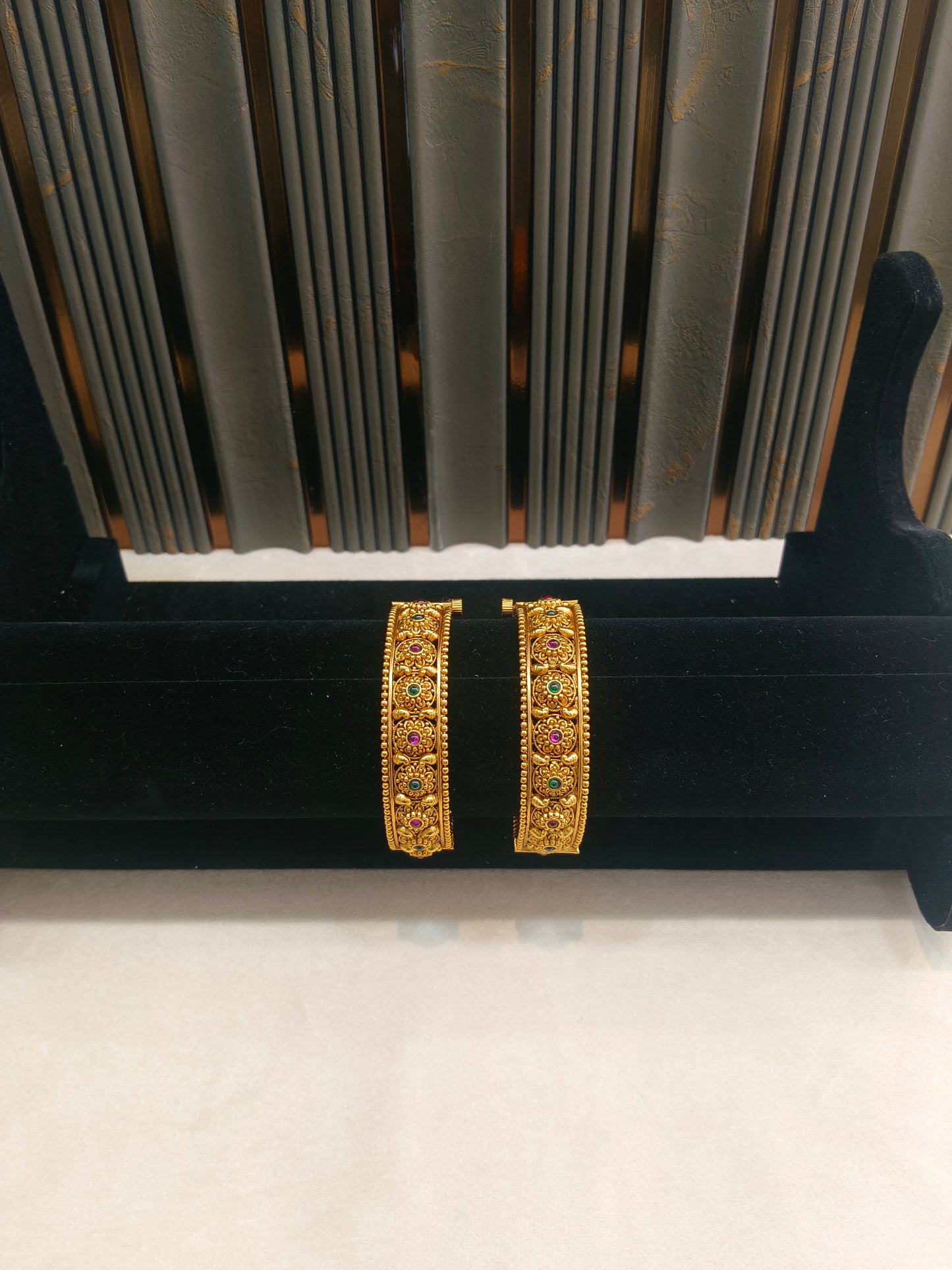 Bangles jewelry /Traditional bollywood jewelry Ruby Green Palak Gold bangles