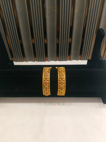 Bangles jewelry /Traditional bollywood jewelry Ruby Green Palak Gold bangles