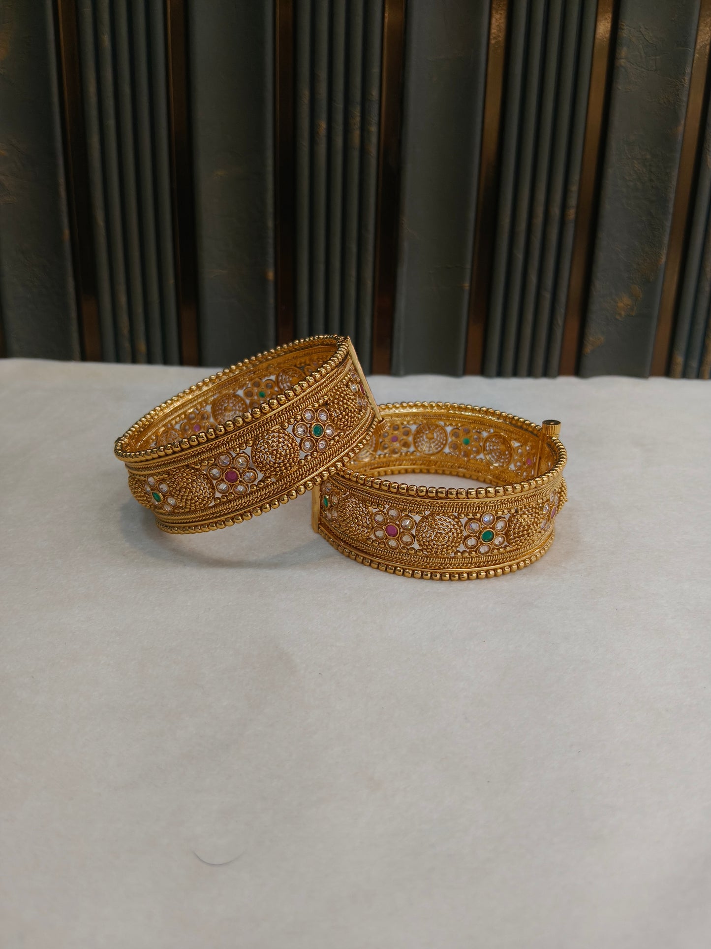 Bangles jewelry /Traditional bollywood jewelry Ruby Green Irum Gold bangles