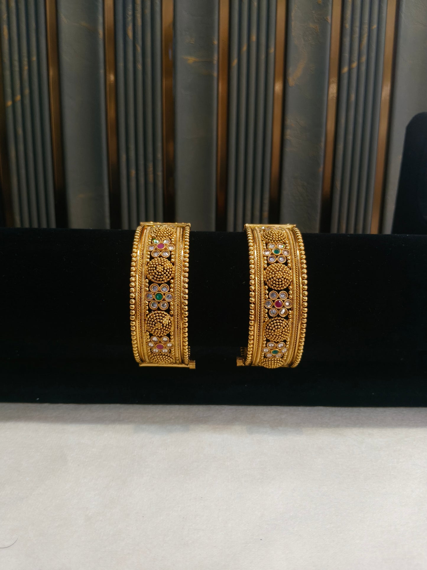 Bangles jewelry /Traditional bollywood jewelry Ruby Green Irum Gold bangles