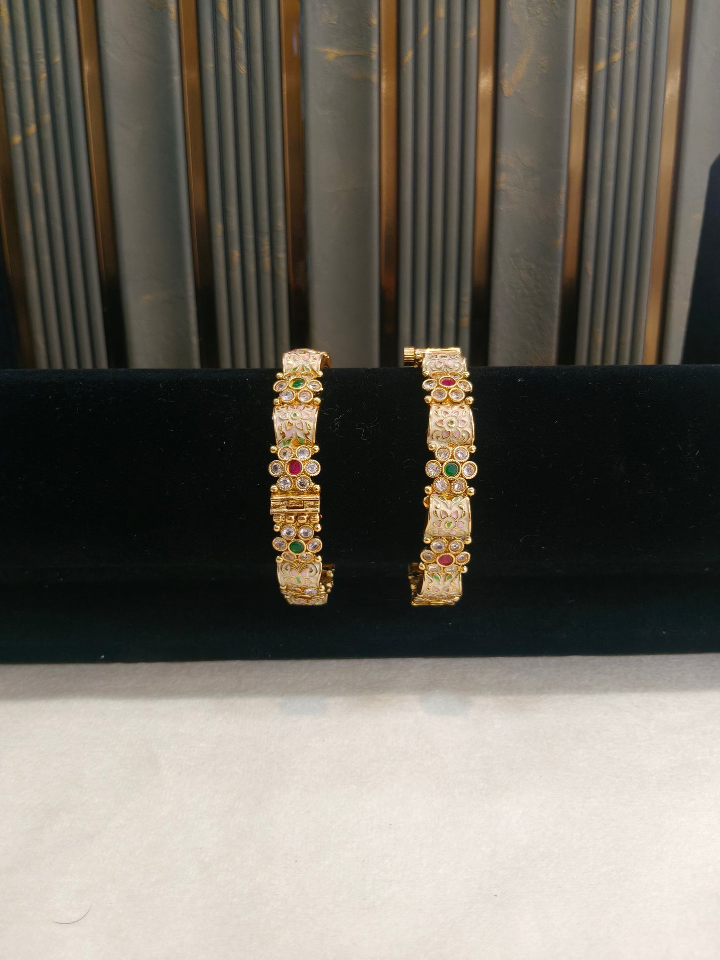 Bangles jewelry /Traditional bollywood jewelry Ruby Green Liza Gold bangles