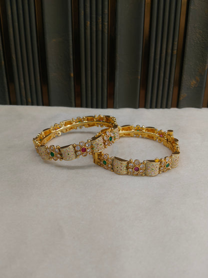 Bangles jewelry /Traditional bollywood jewelry Ruby Green Liza Gold bangles