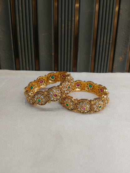 Bangles jewelry /Traditional bollywood jewelry Ruby Green Sania Gold bangles