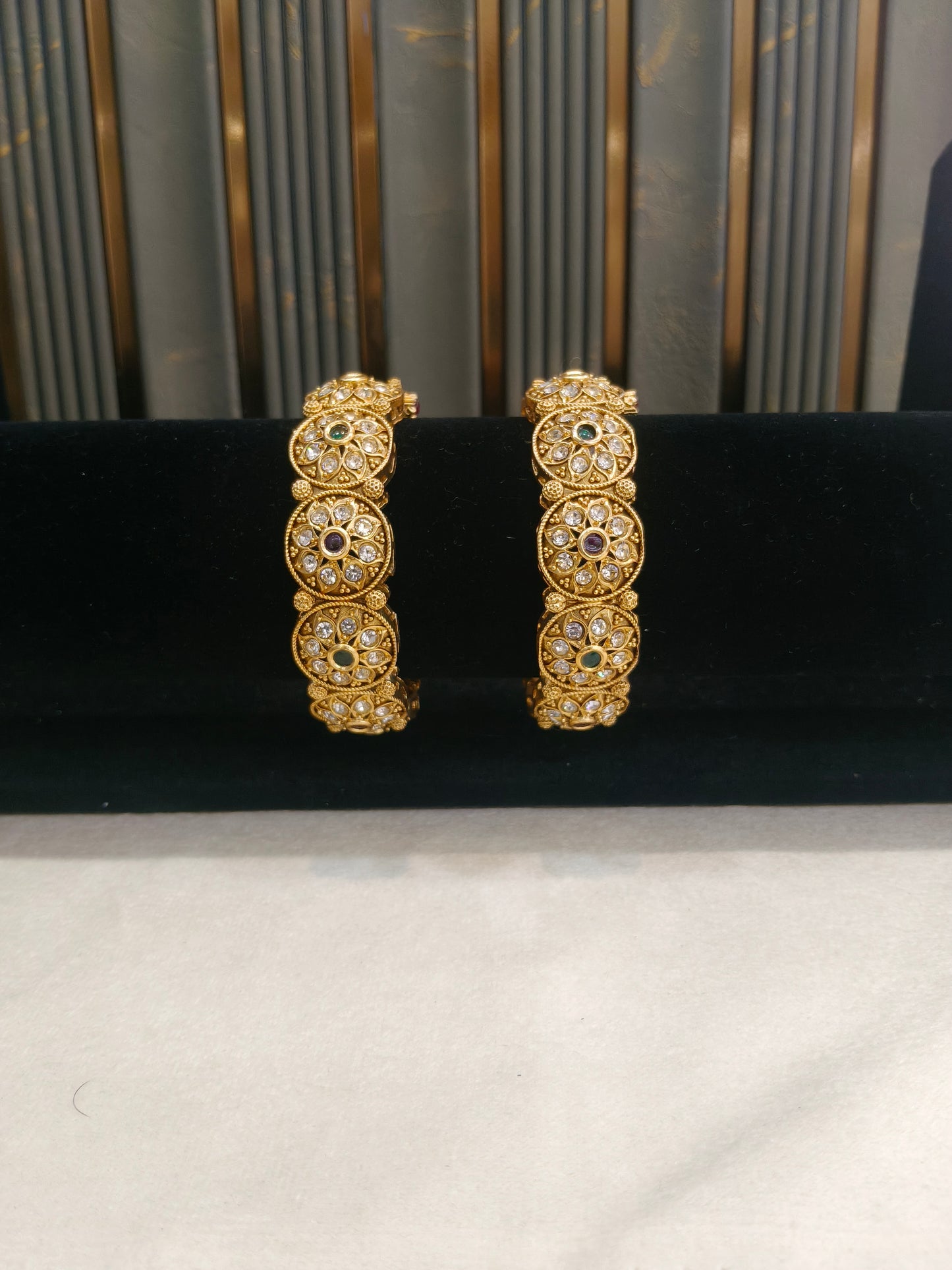 Bangles jewelry /Traditional bollywood jewelry Ruby Green Sania Gold bangles