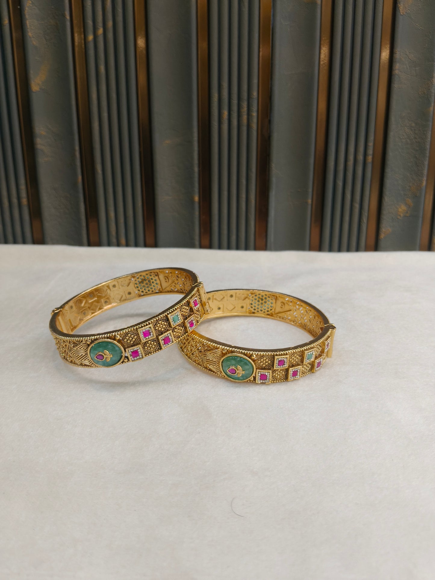 Bangles jewelry /Traditional bollywood jewelry Ruby Mint Safa Gold bangles