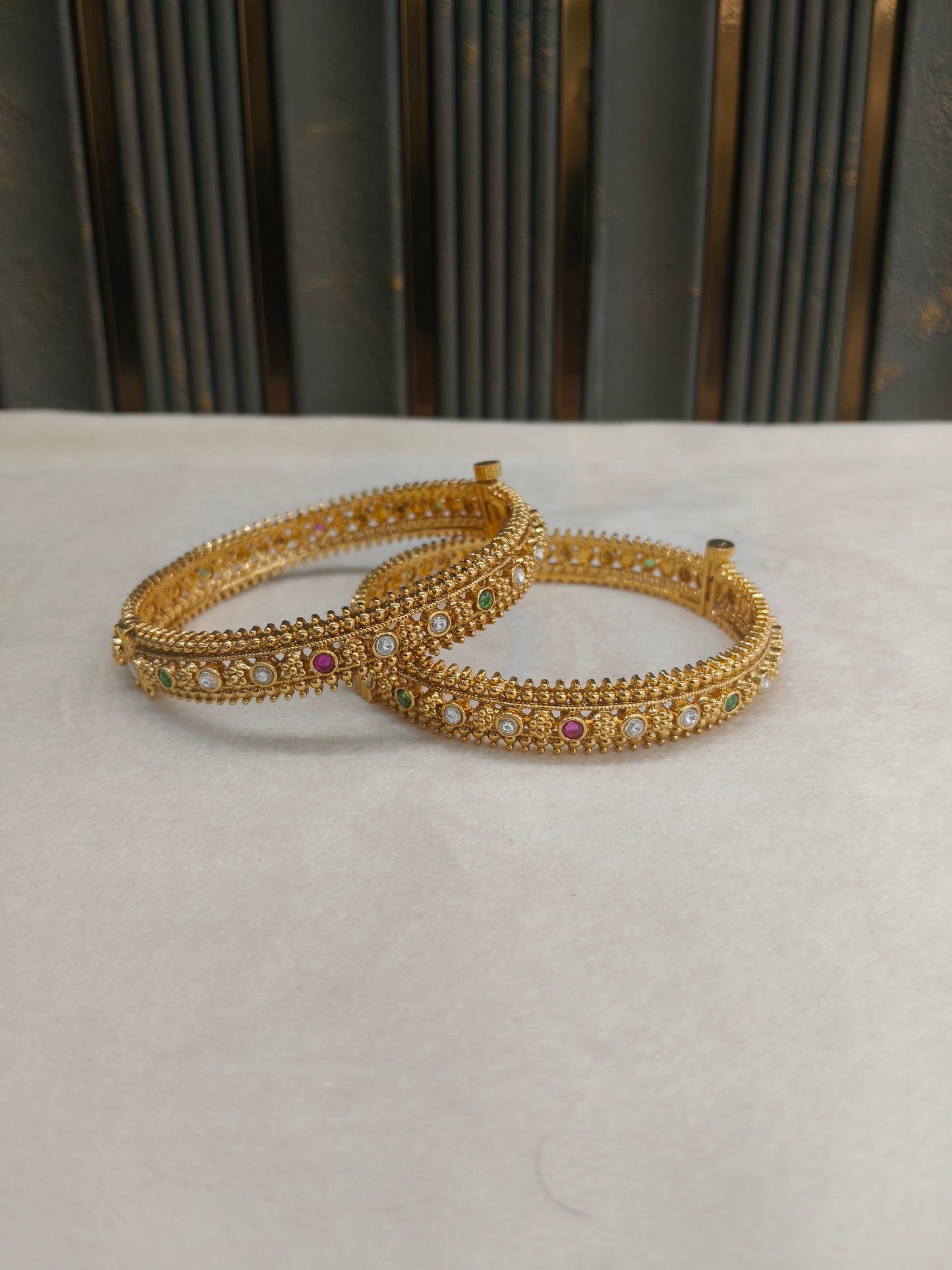 Bangles jewelry /Traditional bollywood jewelry Ruby Green Hawwa Gold bangles