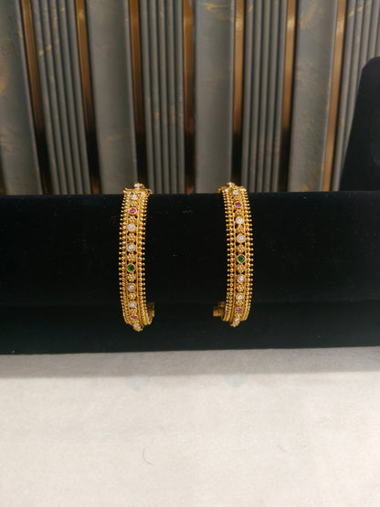 Bangles jewelry /Traditional bollywood jewelry Ruby Green Hawwa Gold bangles