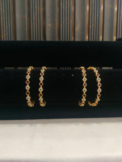 Bangles jewelry /Traditional bollywood jewelry Ruby Green Antique CZ Stone Monna bangles