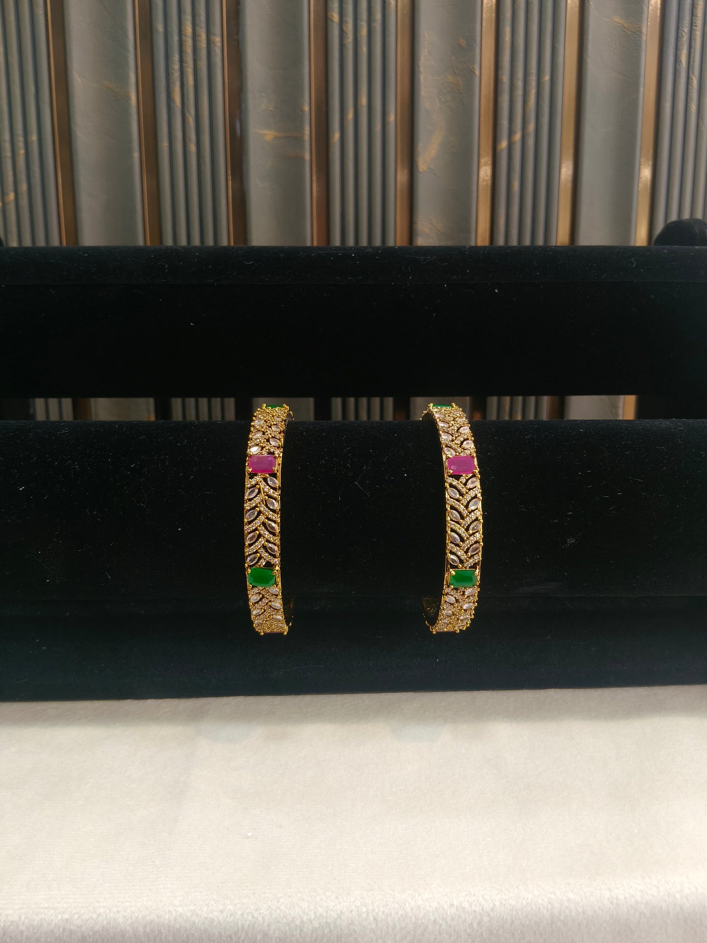 Bangles jewelry /Traditional bollywood jewelry Ruby Green Antique CZ Stone Aloo bangles