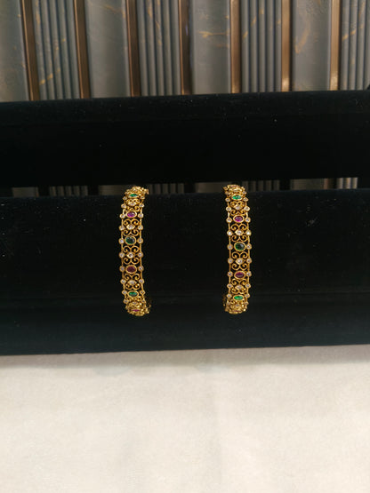 Bangles jewelry /Traditional bollywood jewelry Ruby Green Antique CZ Stone Danya bangles