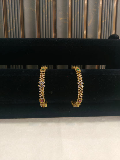 Bangles jewelry /Traditional bollywood jewelry Ruby Green Antique CZ Stone Janet bangles