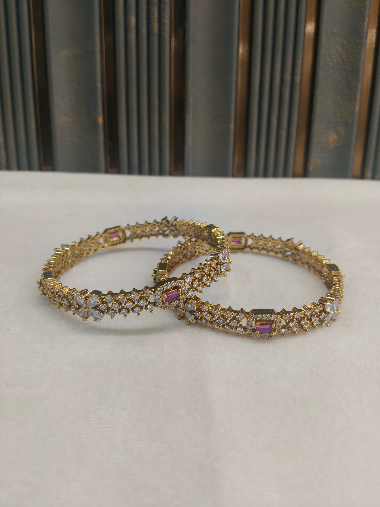 Bangles jewelry /Traditional bollywood jewelry Ruby Green Antique CZ Stone Janet bangles