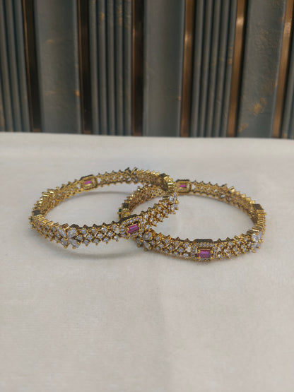 Bangles jewelry /Traditional bollywood jewelry Ruby Green Antique CZ Stone Janet bangles