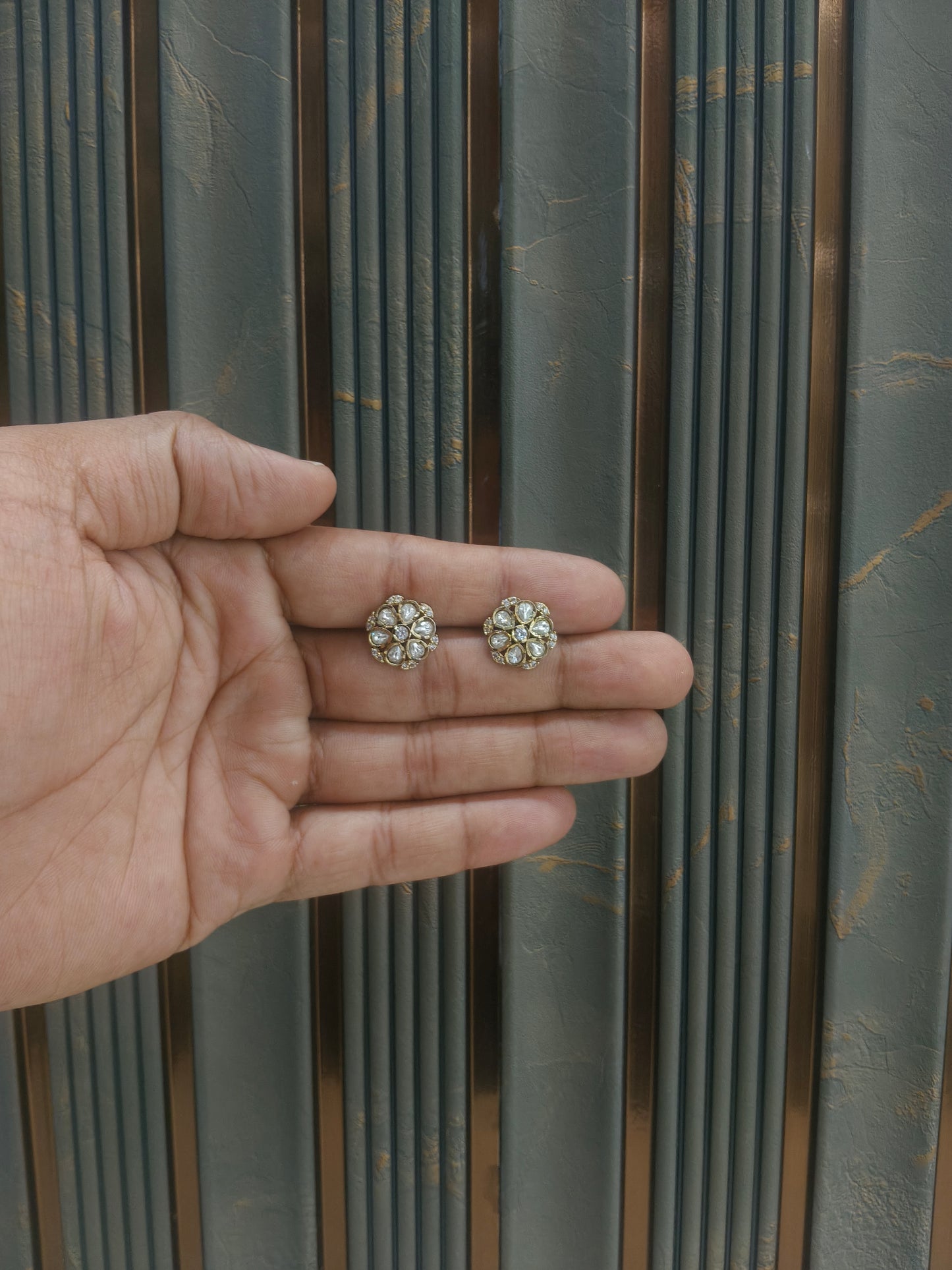 Antique Gold Stud Bollywood Wren Earrings