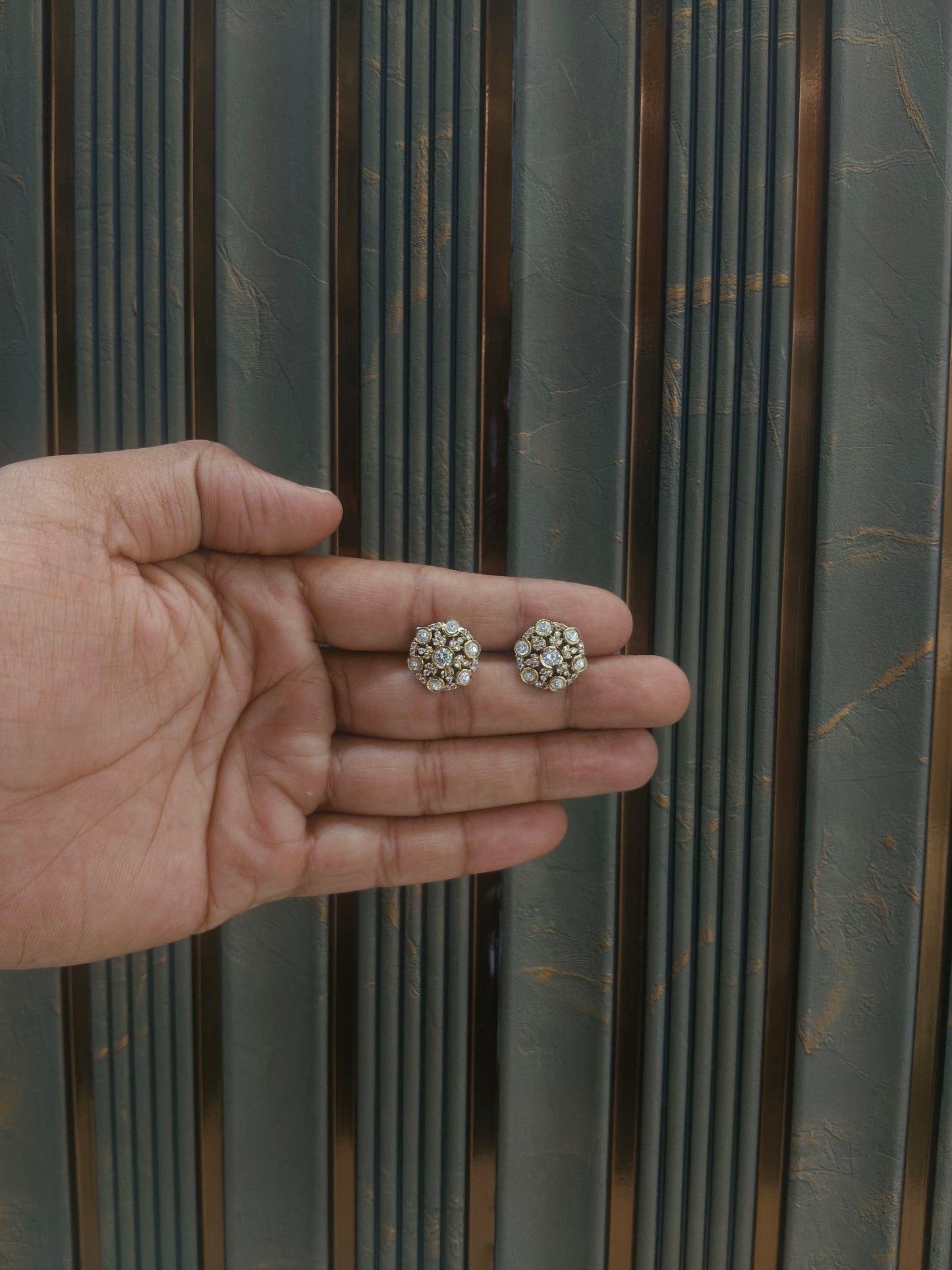 Antique Gold Stud Bollywood Wren Earrings