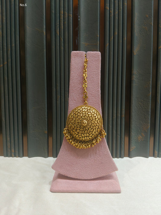 Gold polki Tikka Jewellery Indian Headpiece Niram Jewellery