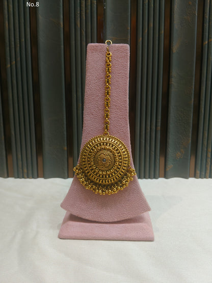 Gold polki Tikka Jewellery Indian Headpiece Niram Jewellery