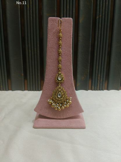 Gold polki Tikka Jewellery Indian Headpiece Niram Jewellery