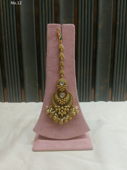 Gold polki Tikka Jewellery Indian Headpiece Niram Jewellery