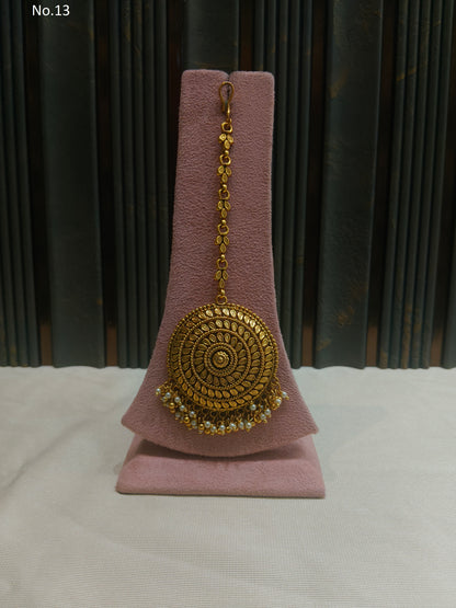 Gold polki Tikka Jewellery Indian Headpiece Niram Jewellery