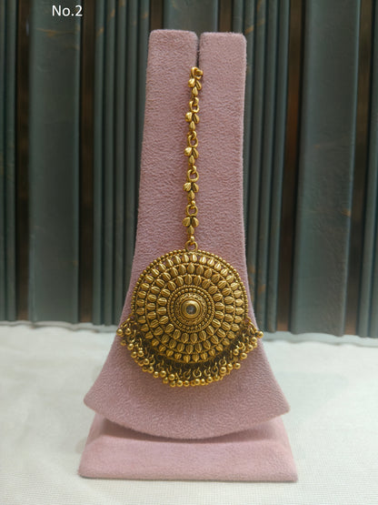 Gold polki Tikka Jewellery Indian Headpiece Niram Jewellery