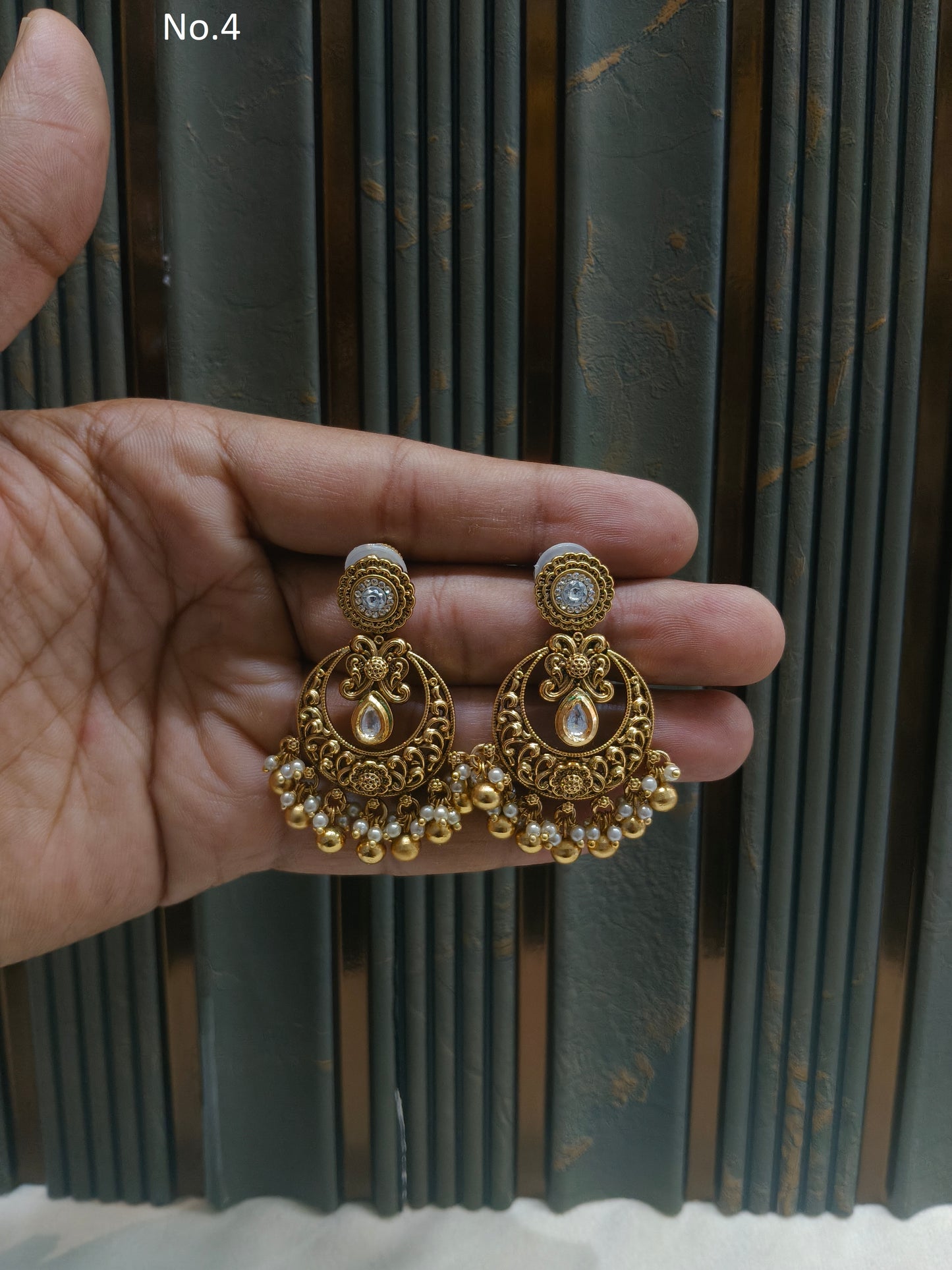 Gold Polki Niha Earrings