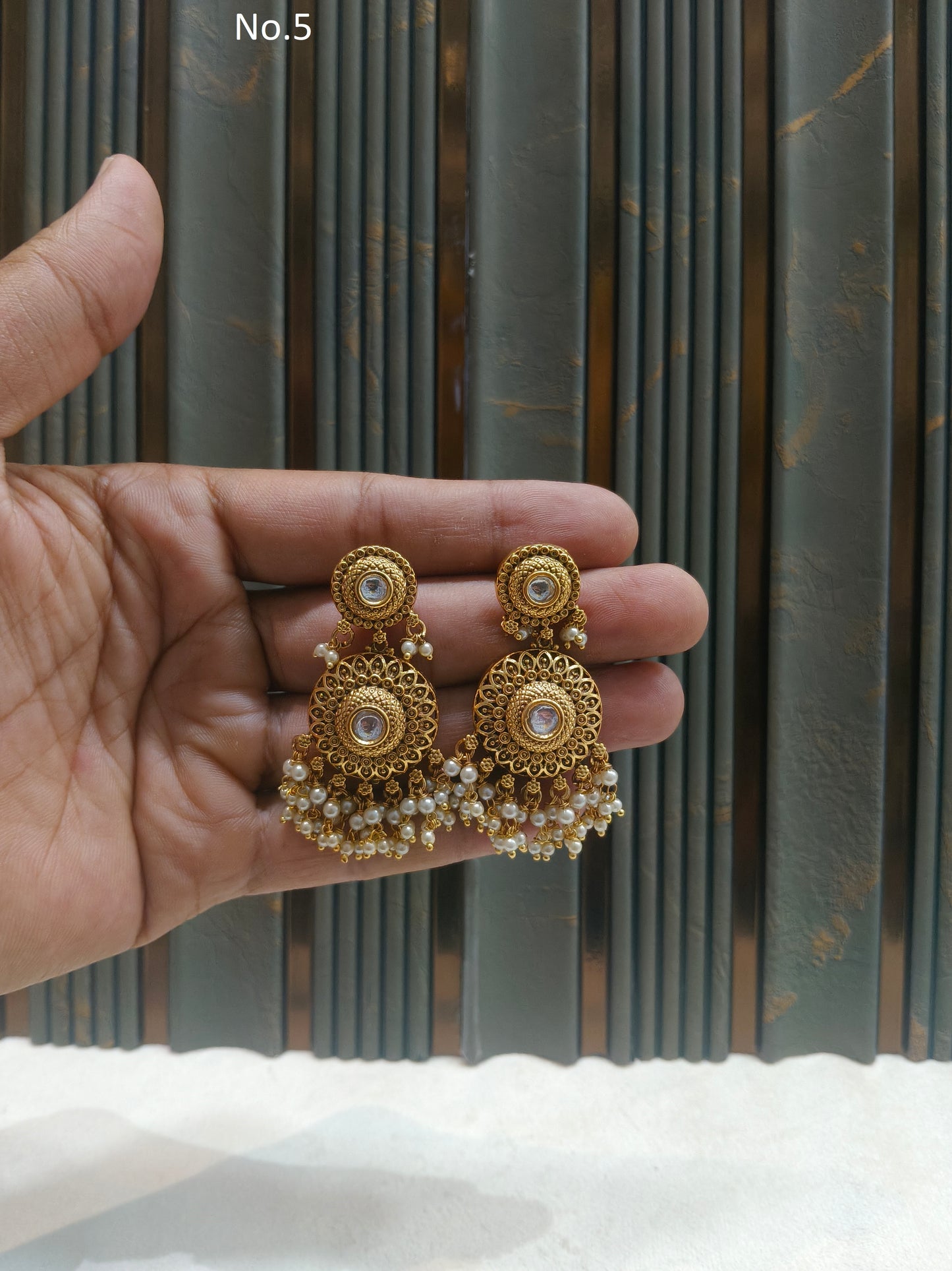 Gold Polki Niha Earrings