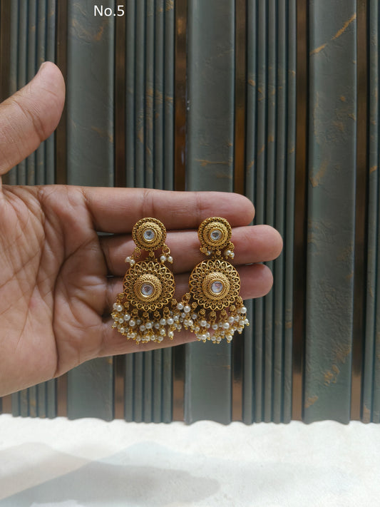 Gold Polki Niha Earrings