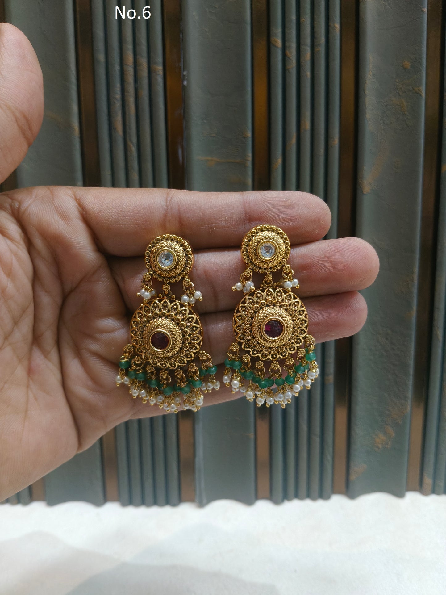 Gold Polki Niha Earrings