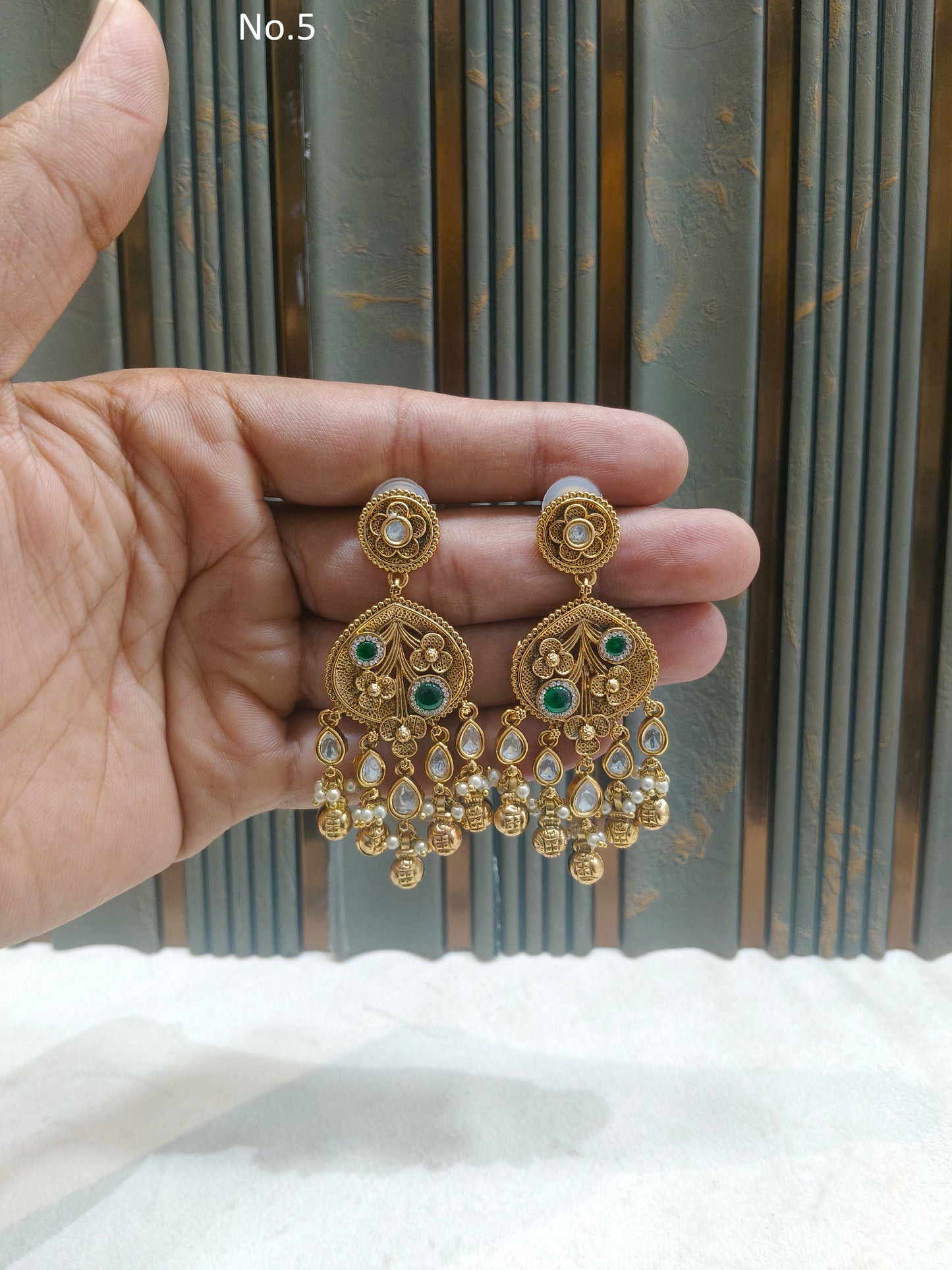 Gold Polki Niha Earrings