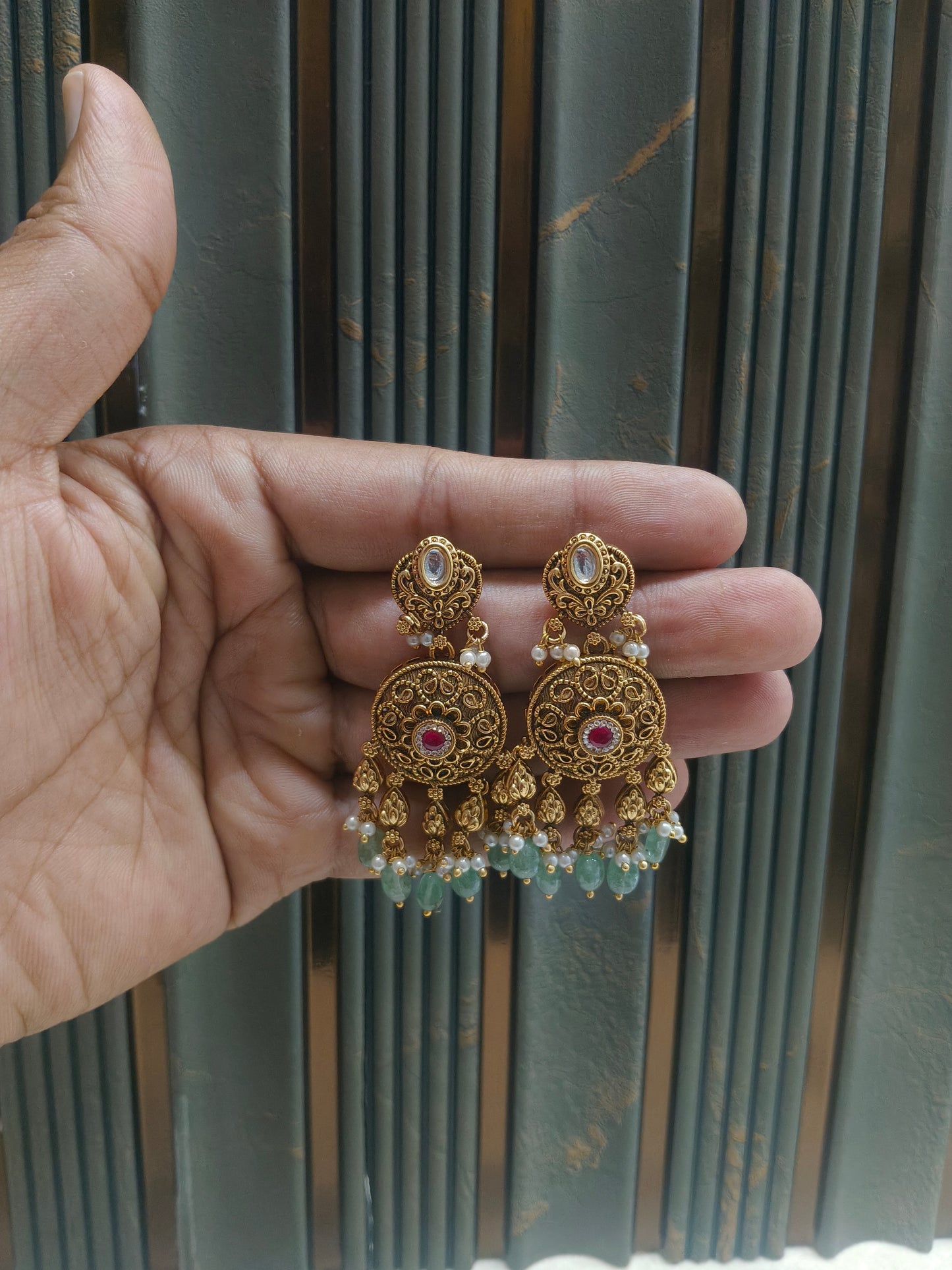 Gold Polki Niha Earrings