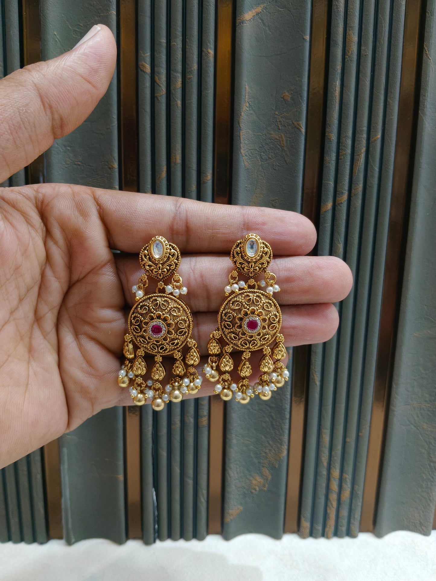Gold Polki Niha Earrings