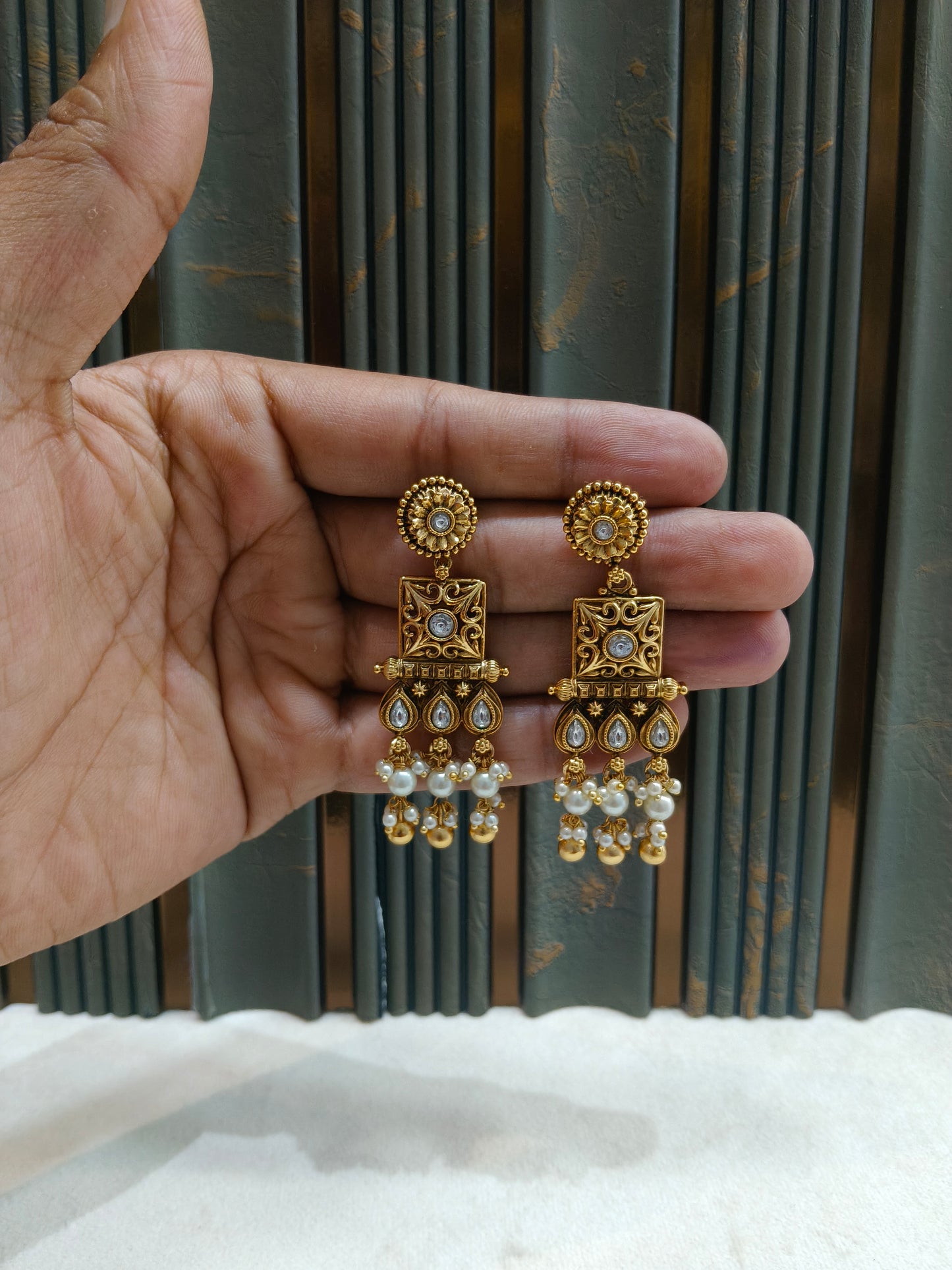 Gold Polki Niha Earrings