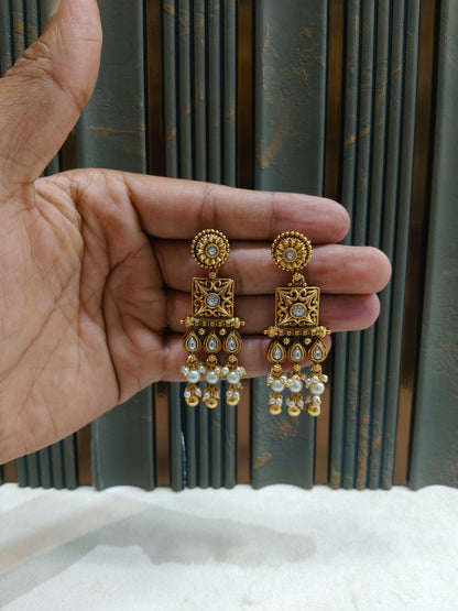Gold Polki Niha Earrings