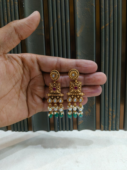 Gold Polki Niha Earrings