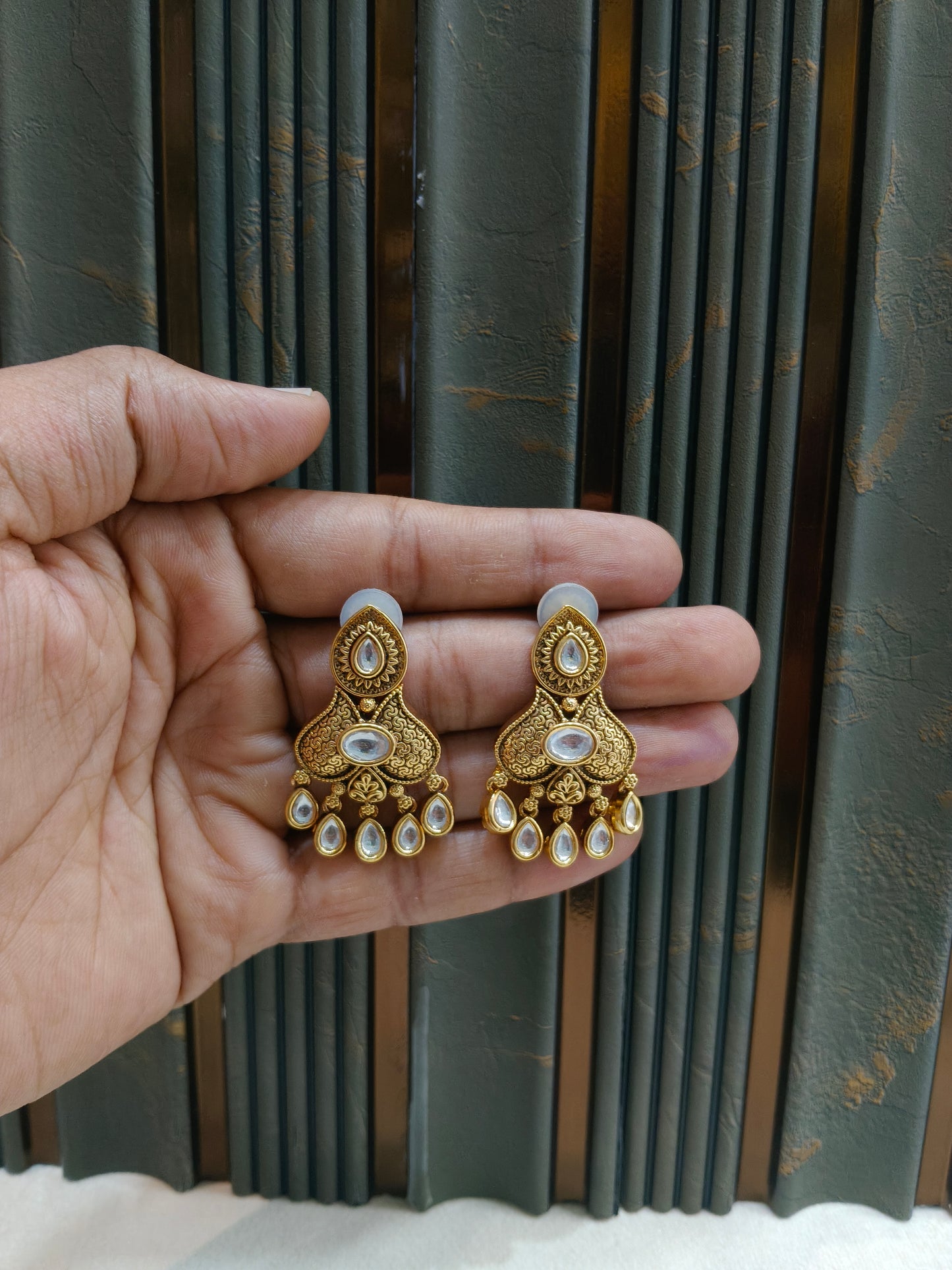 Gold Polki Niha Earrings