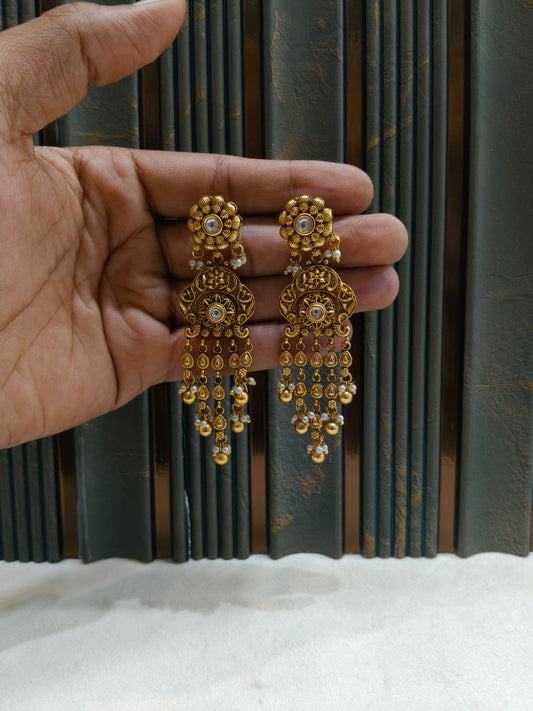Gold Polki Niha Earrings