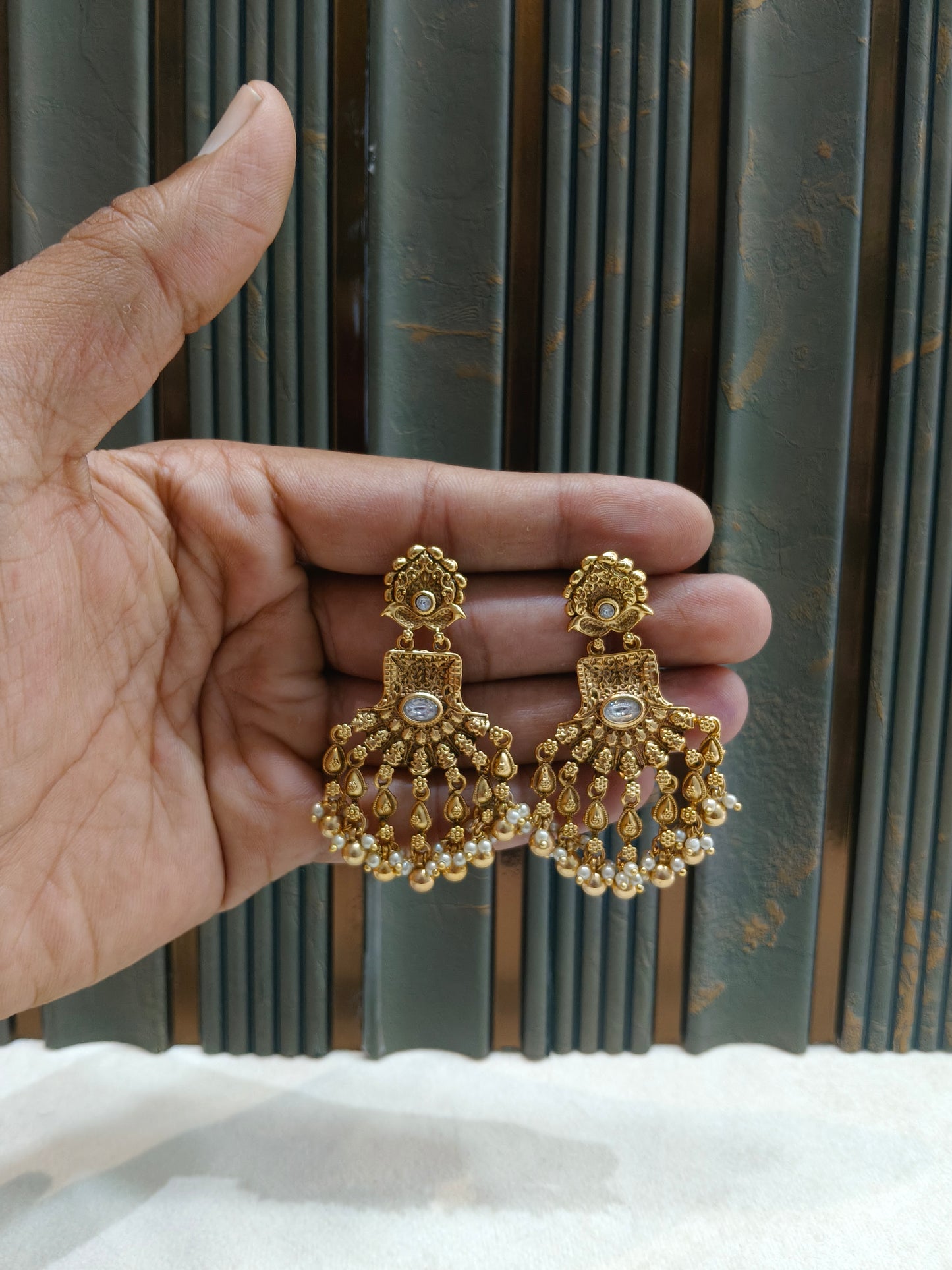Gold Polki Niha Earrings