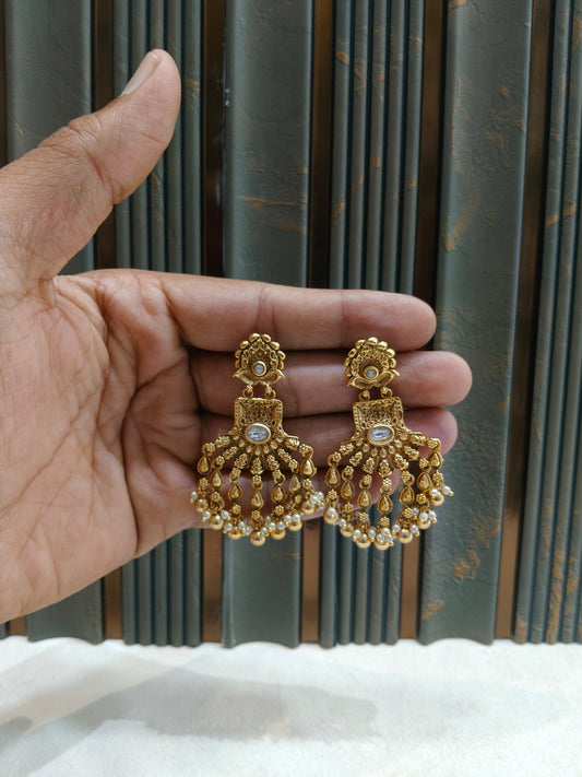 Gold Polki Niha Earrings