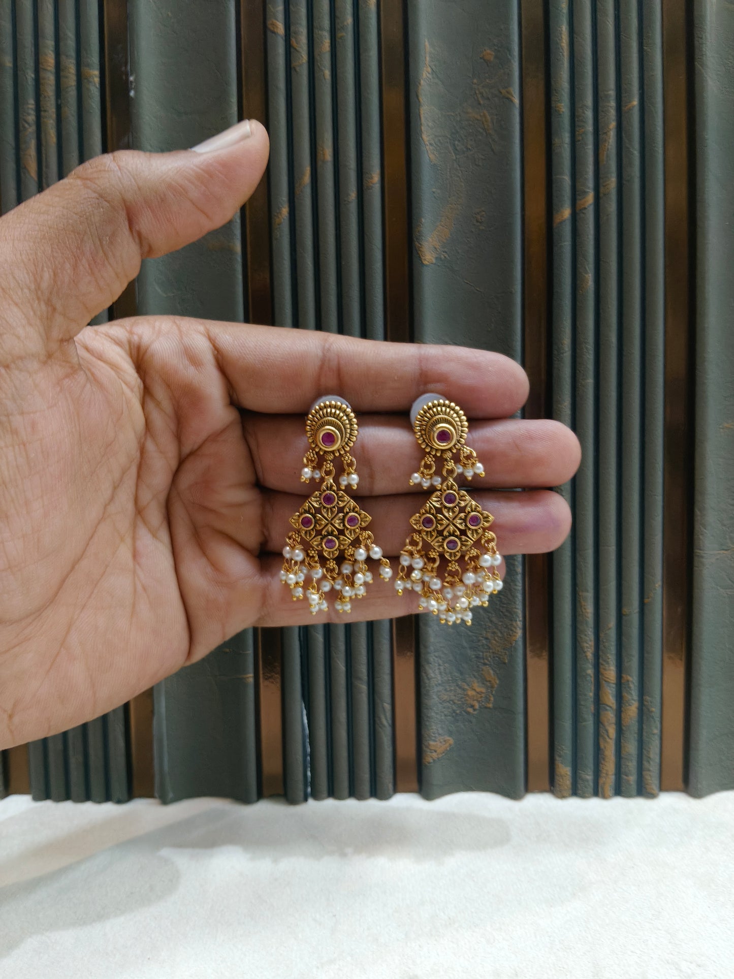 Gold Polki Niha Earrings